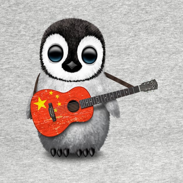 Baby Penguin Playing Chinese Flag Guitar by jeffbartels